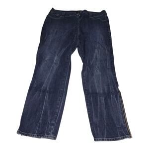 Lane Bryant Slim Ankle Zipper‎ Detail Women's Stretch Blue Jeans Plus Size 24